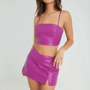 Garage Aria Purple Faux Leather Crop